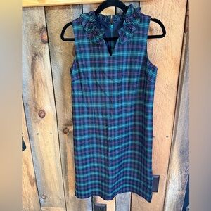 Talbots Blue and Green Plaid Midi Dress